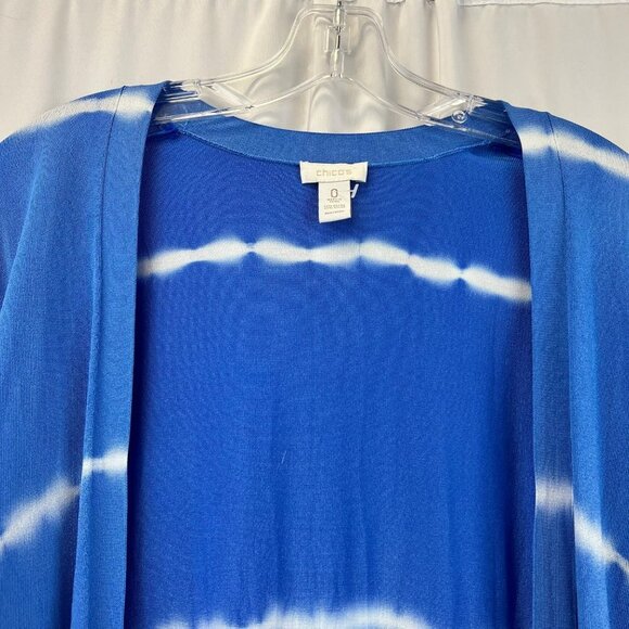Chico’s Women’s Open Front Blue/White Cardigan Striped Size Small - Picture 3 of 7
